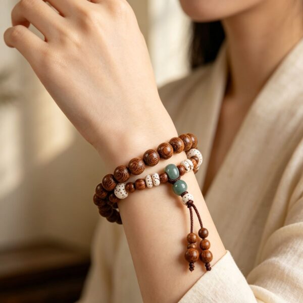 主图4 The Calm Companion: Golden Sandalwood Double Wrap Bracelet