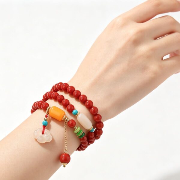 主图4 The Joyful Abundance: Premium Red Agate & Hetian Jade Double Wrap Bracelet