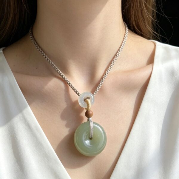 The Peace Keeper: Hetian Jade Ping An Kou Pendant Necklace