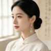 The Serenity Bloom: Auspicious Cloud Hetian Jade Drop Earrings S925 Sterling Silver