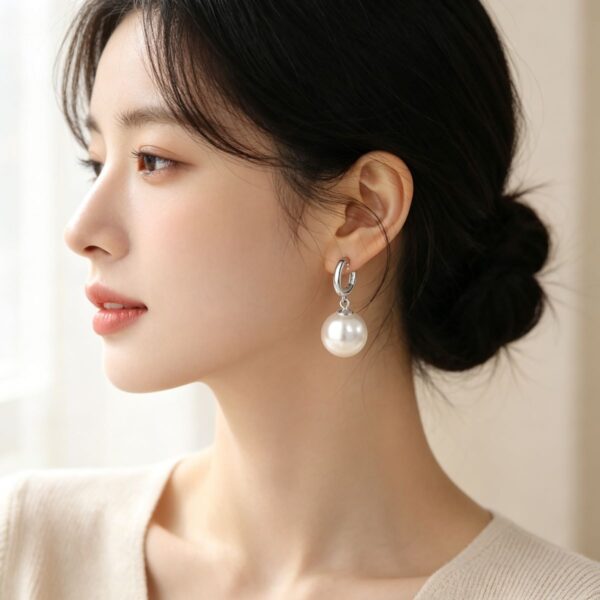Round Pearl Drop Earrings | The Luminous Classic S925 Sterling Silver