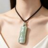 Steady Growth Talisman: Natural Hetian Jade Bamboo Pendant