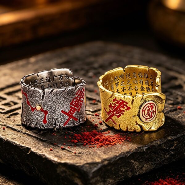 The Golden Light Guardian: Taoist Talisman Adjustable Ring