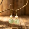 Serenity Nephrite Jade Disc Drop Earrings