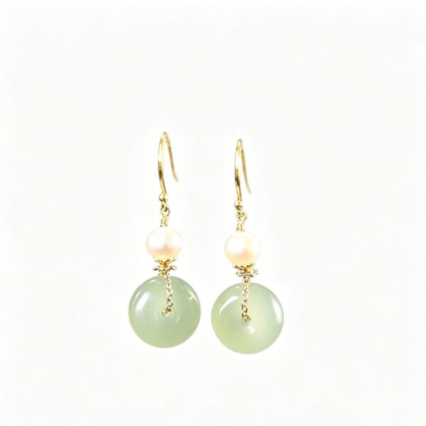 Serenity Nephrite Jade Disc Drop Earrings