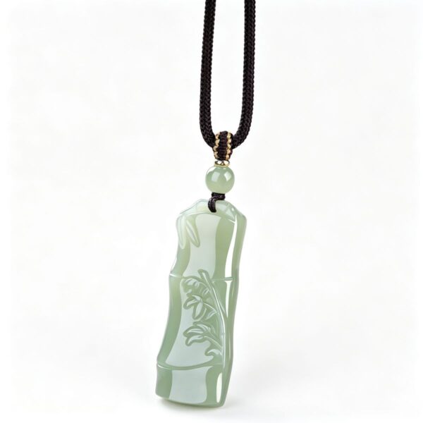 Steady Growth Talisman: Natural Hetian Jade Bamboo Pendant