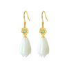 Symbol of Purity & Grace: Yulan Hetian White Jade S925 Silver Drop Earrings
